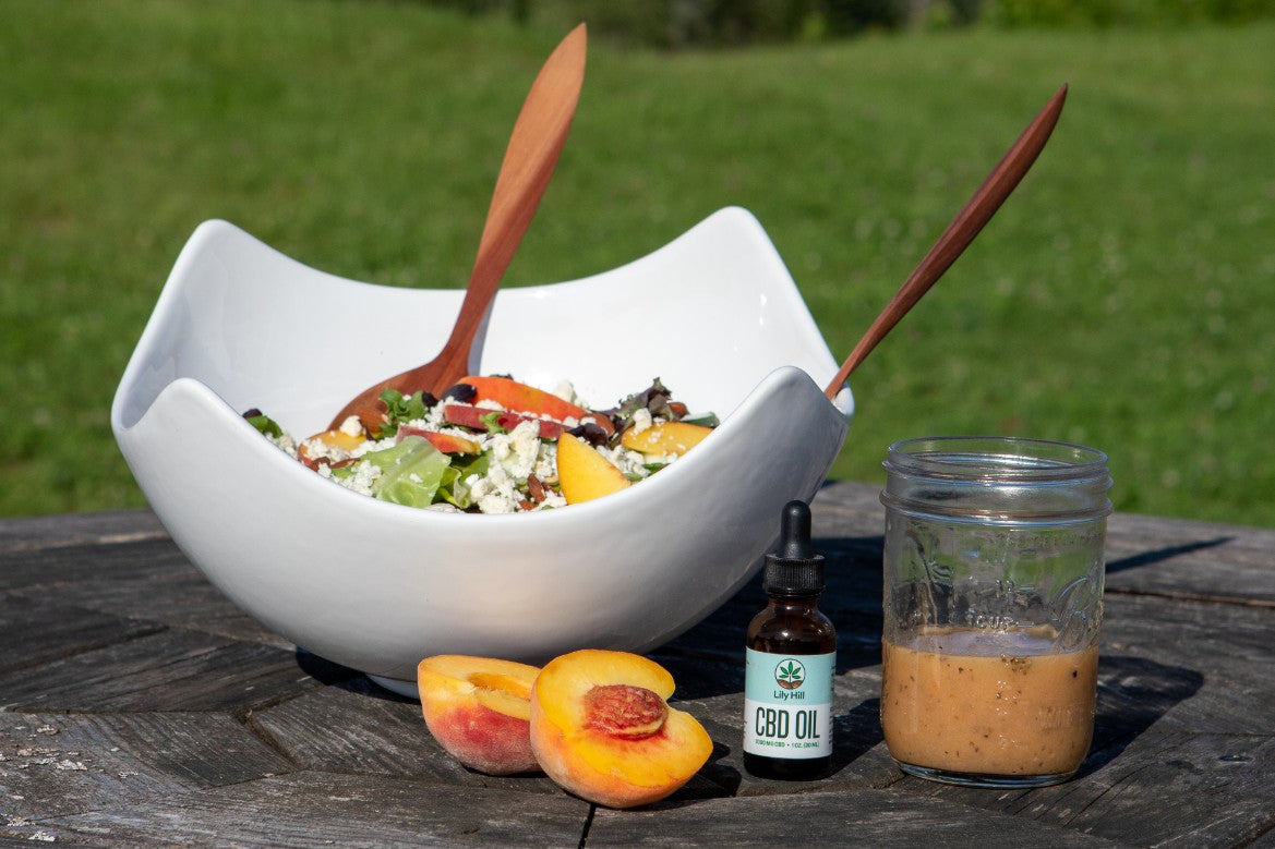 Recipe Corner: Peach Salad with CBD Lemon Vinaigrette